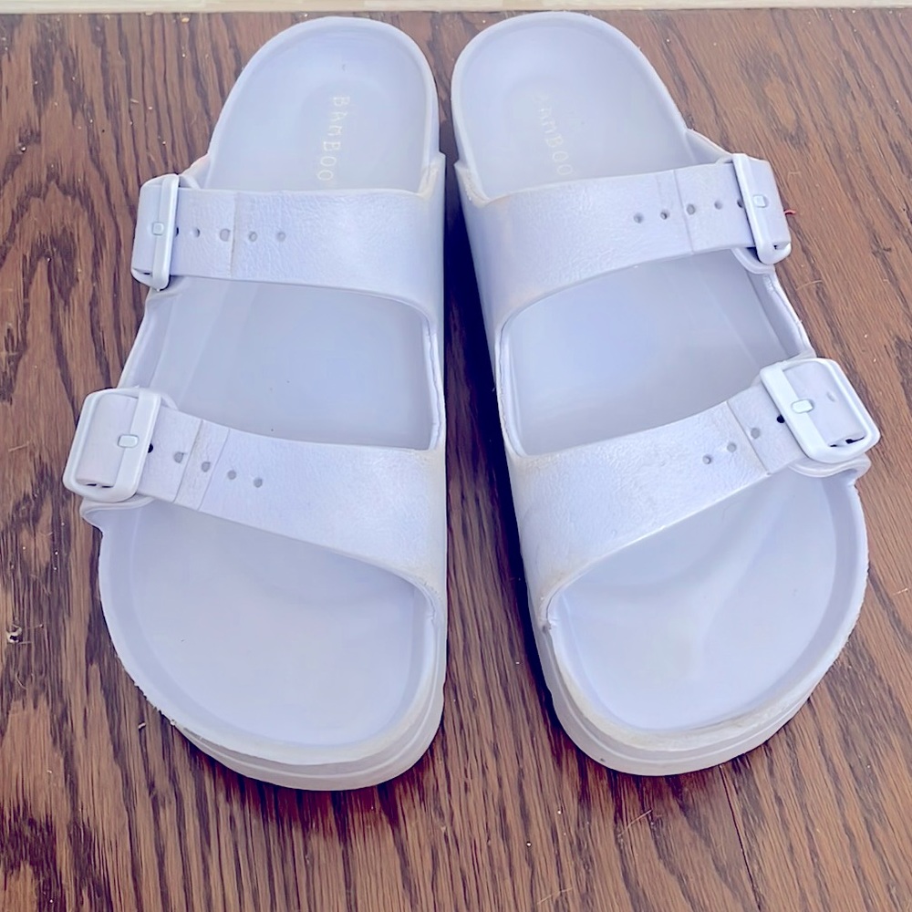 Bamboo brand foam platform light baby blue sandals fits sizes 9, 9.5, 10 EU 40